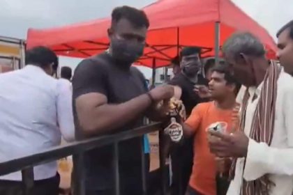 Karnataka news: People line up to get free alcohol at BJP MP K Sudhakar’s party | Watch
